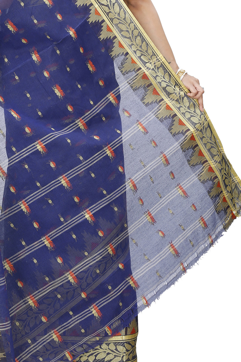 Naby Blue Pure Cotton Gunjan Tant Saree (934)